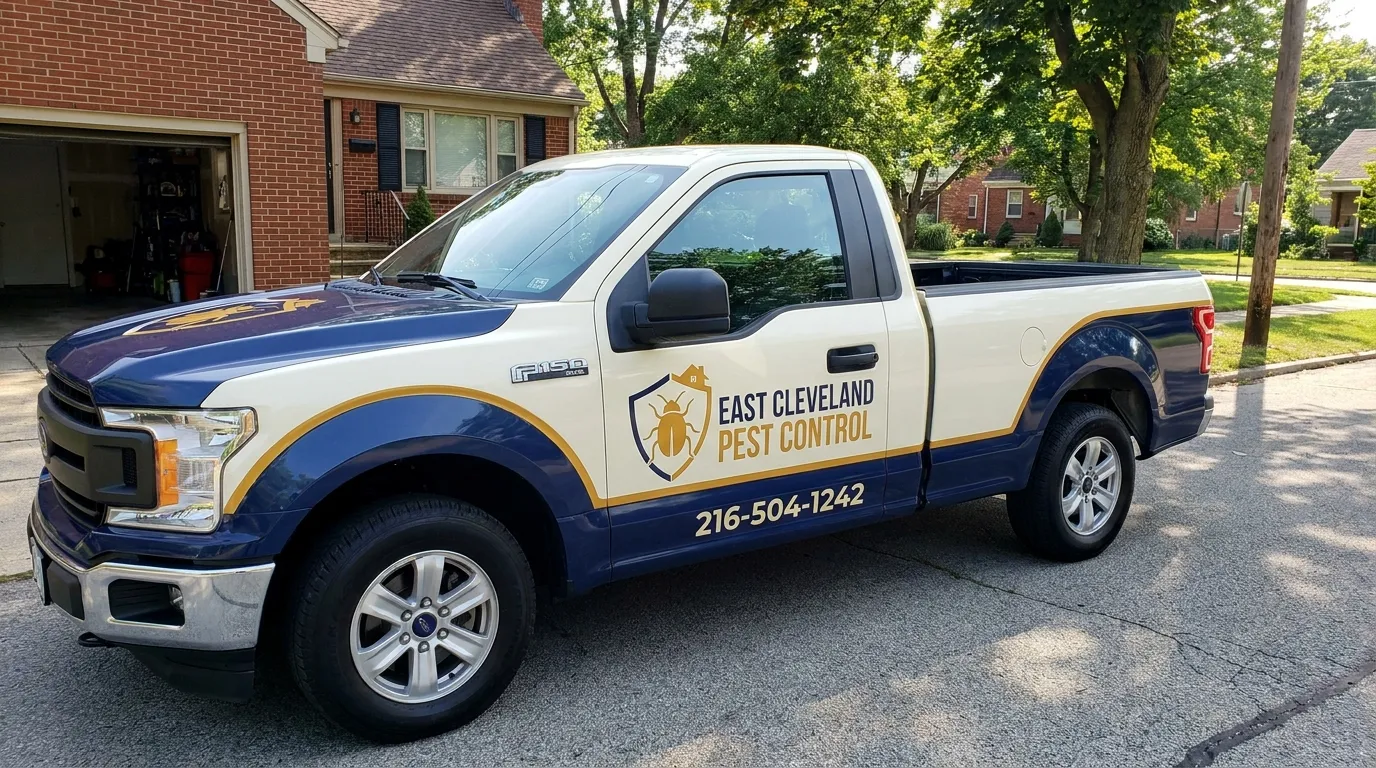 East Cleveland Pest Control professional service vehicle and technician in Cleveland, OH